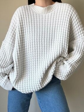 Urban Outfitters BDG Waffle Knit Sweater in Cloud